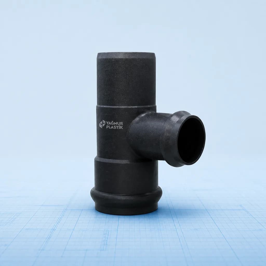 U-PVC 90° Conta Muflu İnegal Te - Teknik görünüm