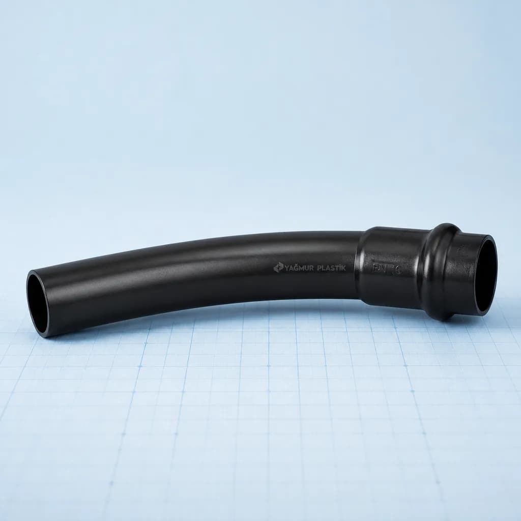 U-PVC Geçme Muflu Temiz Su Deve Boynu 22,5° (PN 16) - Teknik görünüm