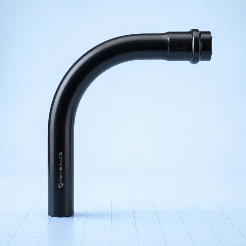 U-PVC Geçme Muflu Temiz Su Deve Boynu 90° (PN 10) - Teknik görünüm