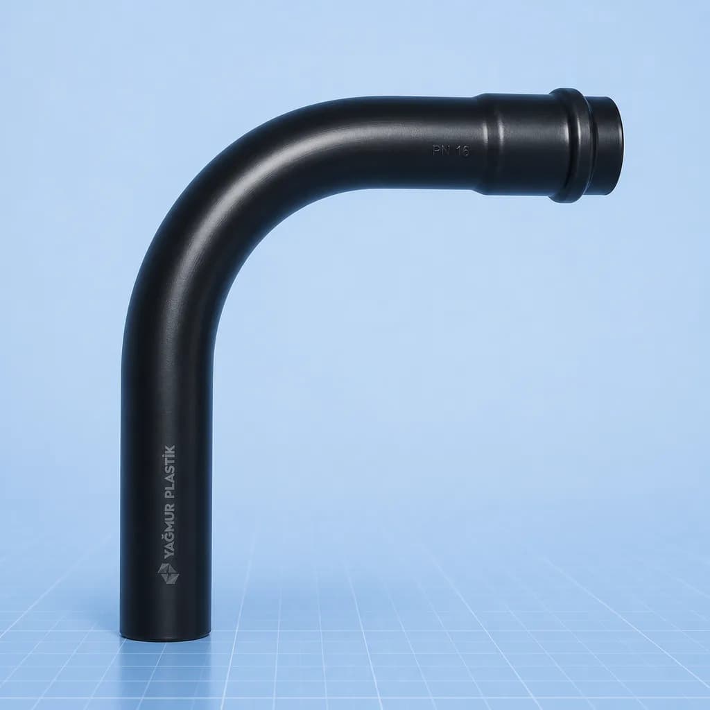 U-PVC Geçme Muflu Temiz Su Deve Boynu 90° (PN 16) - Teknik görünüm