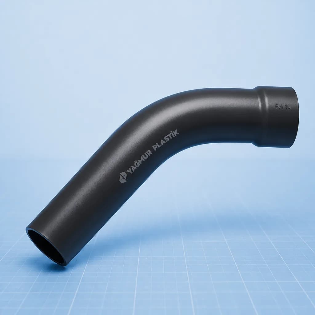 U-PVC Yapıştırma Muflu Temiz Su Deve Boynu 45° (PN 10) - Teknik görünüm